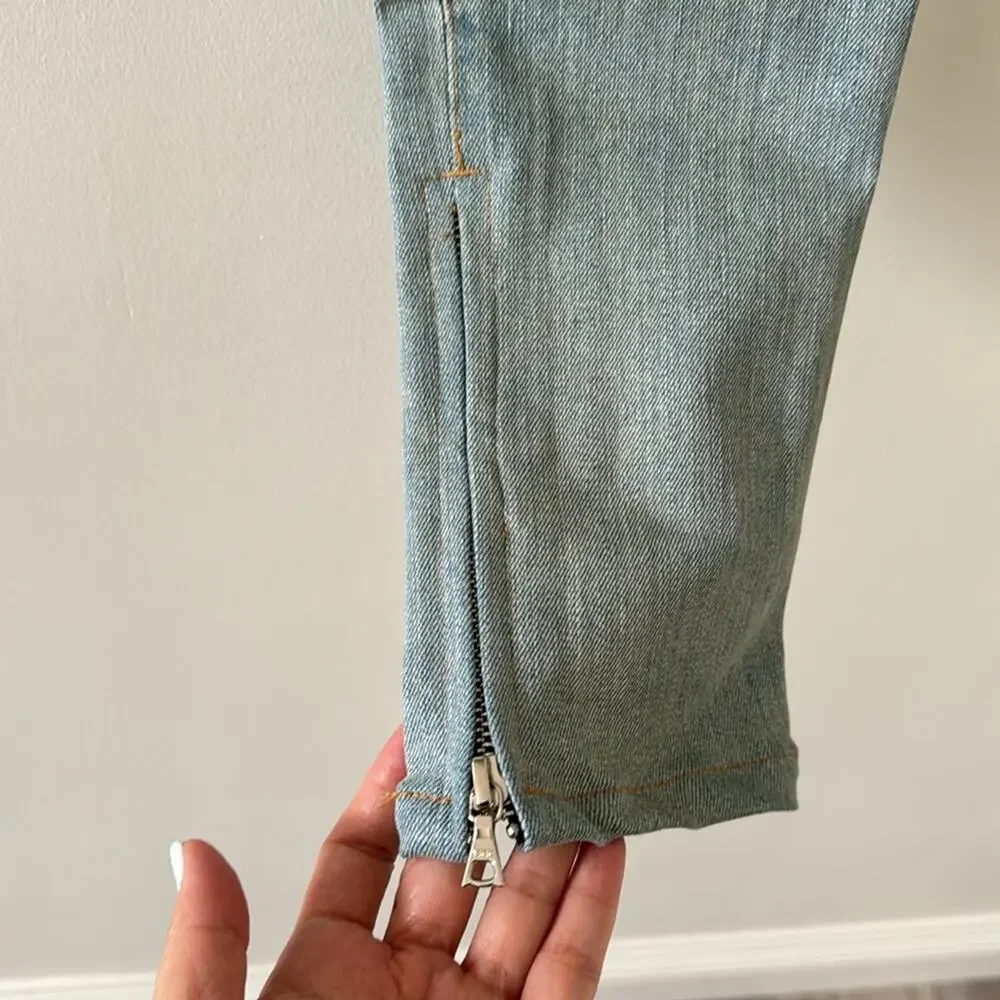 Oro Los Angeles Mecanico Skinny Jeans Distressed Zip Hem Men’s 28x32